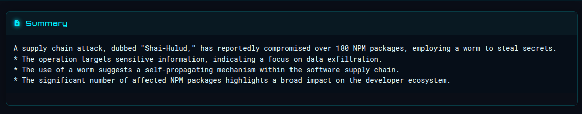 AI-generated threat summaries
